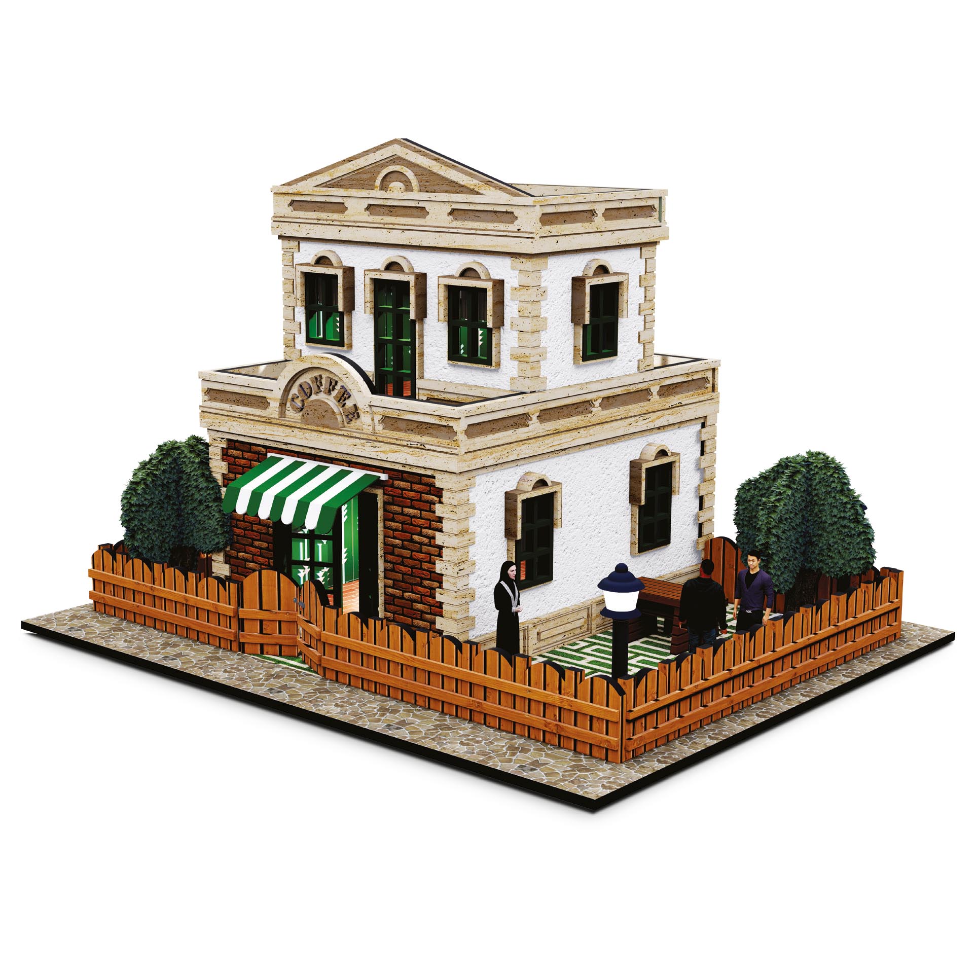 100020020Z200001.jpg Minyatür Kafe 3D Karton Puzzle - Görsel 1