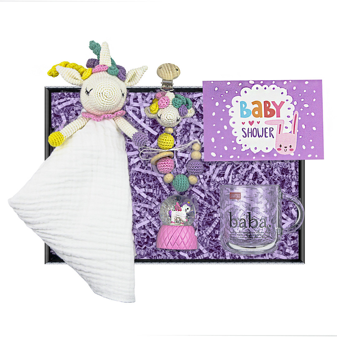100020020a200162.jpg Unicorn'lu Bebek ve Baba Hediye Kutusu , hoş geldin bebek kutusu - Görsel 1