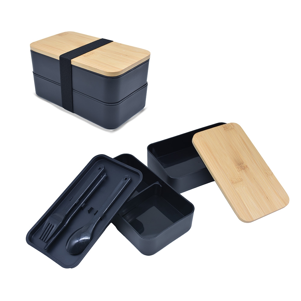 Bambu20Kapakli20Plastik20Yemek20Kutusu201.jpg Bambu Kapaklı 2 Bölmeli Yemek Kutusu | Çatal Bıçak Setli Lunch Box - Görsel 1