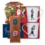Hacivat & Karagöz Temalı Hediye Kutusu – Porselen Mug, Gül Suyu Kolonya ve Çikolata Seti