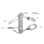 Katlanır Kaşık Çatal Tirbuşon Multi Tool - Görsel 3