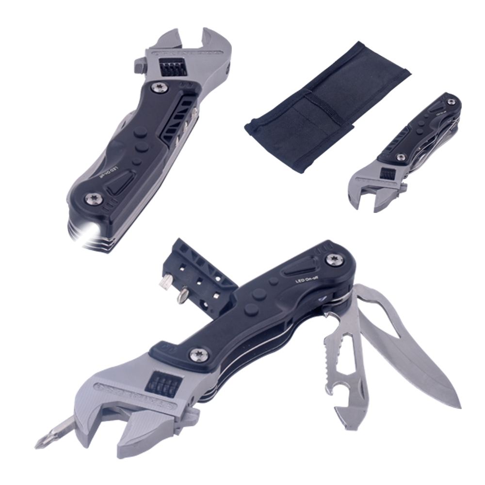 Troy_edc-ingiliz-anahtar-caki.jpg LED Işıklı Çok Fonksiyonlu Multitool – 7’si 1 Arada Alet Seti - Görsel 1