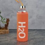 Turuncu Renk Kılıf H2O Logolu Cam Şişe – 600 ml - Görsel 2