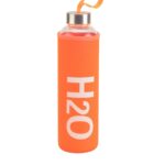 Turuncu Renk Kılıf H2O Logolu Cam Şişe – 600 ml