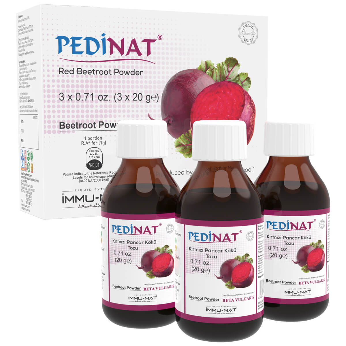 pedinat.jpg Pedinat Kırmızı Pancar Kökü Tozu 3 X 20 G - Görsel 1