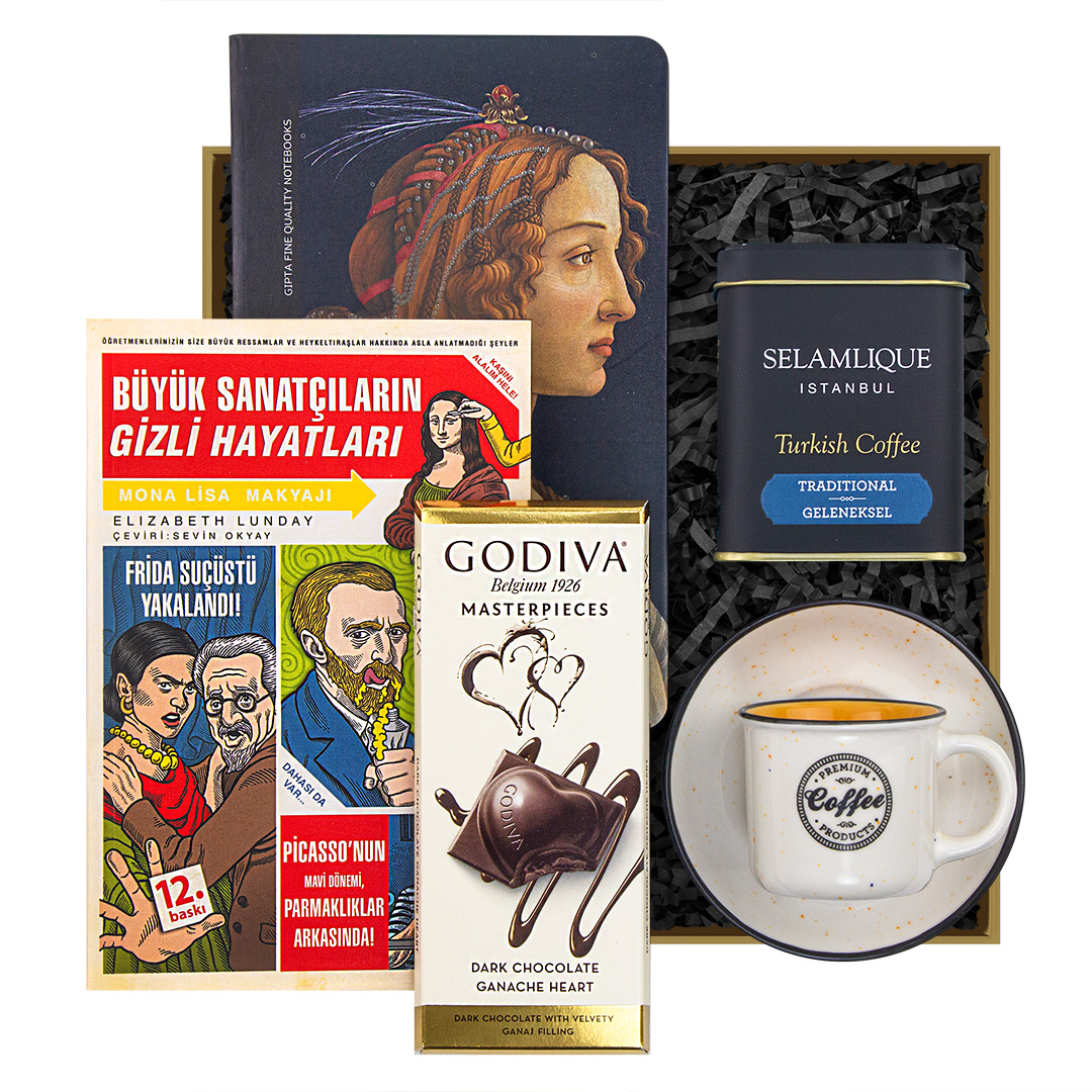 sanat-hediye-kutusu.jpg Art & Coffee: Godiva Çikolatalı Entelektüel Mola Kutusu - Görsel 1